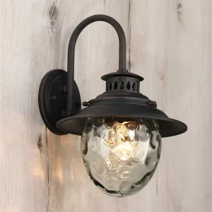 Waterproof Die Cast Aluminum Landscape Lantern Fixture Home Glass Shade Black Outdoor Wall Lights