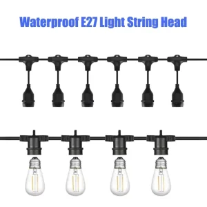 Waterproof E27 LED Connector Sealing with Line Light String Outdoor e27 Threaded Lamp Holder 2Pin Power Cord for Garden Farm