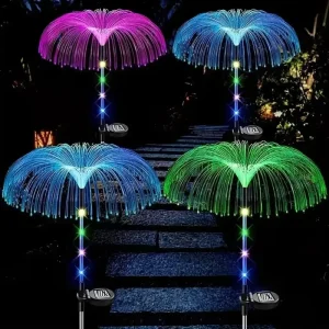 Waterproof Fiber Optic Decorative Solar Lights Outdoor Jellyfish Night Garden Light