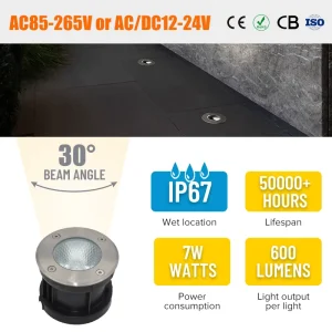 Waterproof Garden LED Inground Uplight 12V Inground Pool Light Outdoor Aluminum IP65 LED Underground Light CE RoHS CB