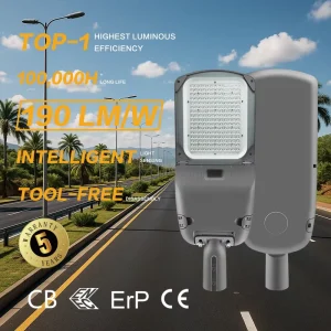 Waterproof IP65 IK10 Anti-Vandal Aluminum Housing AC Outdoor Road LED Street Light with High CRI 70-90