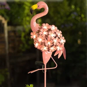 Waterproof IP65 LED Solar Lights Outdoor Decor Lawn Patio Courtyard Flamingo Iron Garden Stake
