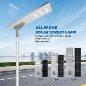 Waterproof IP65 Streetlight 60 80 120 Watt All in One Outdoor Highway Solar Powered LED Street Lamp