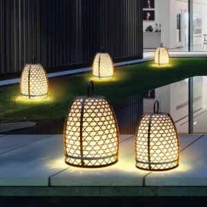 Waterproof LED Garden Lamp Lights AC Powered Outdoor Decorative Metal Lanterns for Lawn Patio Park Yard & Walkway Decor