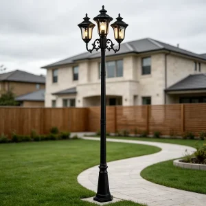 Waterproof LED Garden Light Outdoor Vintage 3 Head Garden Lamp for Pathway Yard Decor Project Custom
