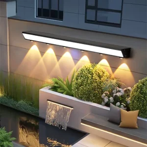 Waterproof LED Outdoor Wall Light Long 18W Modern Black Aluminum Alloy Exterior Lighting for Yard