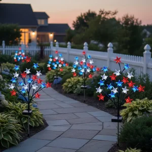 Waterproof LED Plastic Star Branch Fairy Light, Outdoor Solar Garden Light for Yard, Lawn and Pathway Decor, IP65