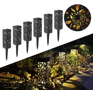 Waterproof LED Solar Lawn Light Pathway Outdoor Garden Lamp Outdoor Floor Lamps Path Ambient Lights Decor Hollow Out Modern
