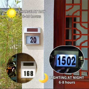 Waterproof LED Solar Powered Address Sign Light Outdoor Solar Lamp for House Hotel Door
