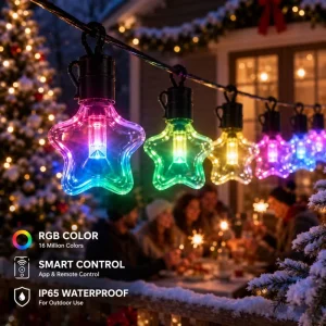 Waterproof LED String Light with Outdoor Patio Lights and Rgbic Effects for Restaurant Terrace Mood Decor Set Dining Decor