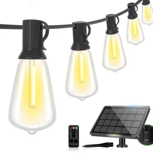 Waterproof LED Warm White Solar Garden String Light with ST38 Bulbs