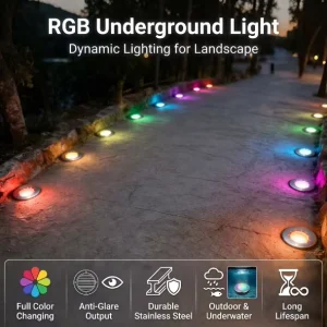 Waterproof Light Outdoor Floor Recessed Inground Buried Spot Driveway IP68 Underground Led Lights RGB DC12V