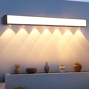 Waterproof Linear LED Outdoor Wall Light Long 20W Modern Black Aluminum Alloy Warm White Garden Patio Exterior Lighting