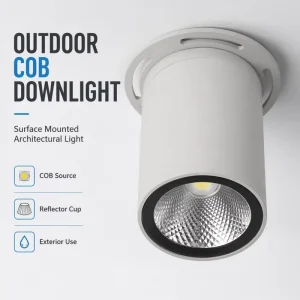 Waterproof Outdoor COB Surface Mount Downlight, Exterior Ceiling Architectural Light