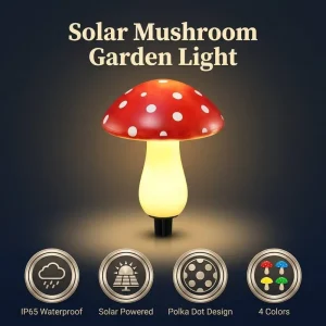 Waterproof Outdoor Solar Mushroom Lamp for Garden and Landscape Decoration