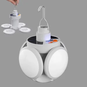 Waterproof Outdoor USB Solar Folding Lamp with Hanging Hook, Rechargeable LED Light, ABS