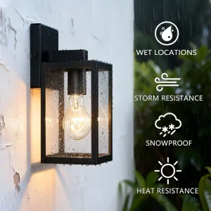 Waterproof Outdoor Wall Light IP54 Rainproof Exterior Lantern for Porch Garden Patio Balcony Garage Lighting