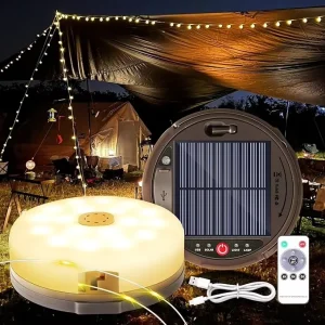 Waterproof Portable Stowable 2 in 1 Fairy Lights Camping Multifunctional Led Solar Camping Light for Camping Garden Decoration