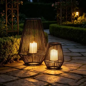 Waterproof Portable Waterproof Home Outdoor Decorative Solar Candle Garden Iron Vine Landscape Lantern Solar Garden Path Lights