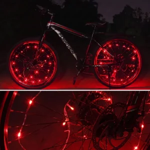 Waterproof RGB LED Bicycle Wheel Lights 2 Tire Pack Battery Powered Bike Spoke Rim Lights Safety Cycling Accessories