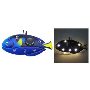 Waterproof Solar Blue Tang Fish LED Hanging Lamp, Tropical Sea Fish Outdoor Garden Tree Decor Light