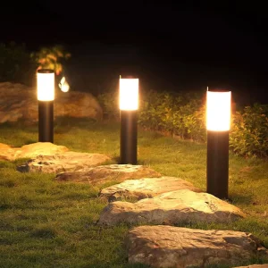Waterproof Solar LED Bollard Lamp IP65 Stainless Steel for Outdoor Pathway Garden Lawn Driveway Illumination