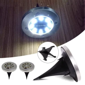 Waterproof Solar LED In-Ground Disk Lights for Sidewalks, Lawns, and Gardens