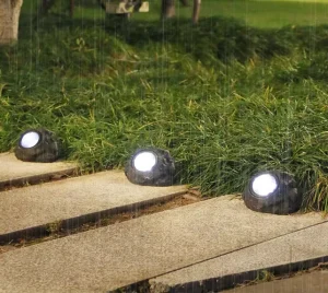Waterproof Solar Lights Outdoor Garden for Lawn Decoration Resin LED Landscape Lighting Simulated Stone Lights Pathway
