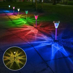 Waterproof Solar Yard Lights 7 Color Changing Garden Pathway Lights