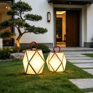 Waterproof Stainless Steel Body and Acrylic Lampshade Portable Handheld Garden Decorative Lawn Lights for Villa Balconies