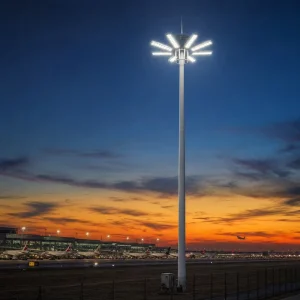Weatherproof High Mast Light Pole Q235 Steel Polygonal High Mast Lighting Pole for Port and Airport Infrastructure