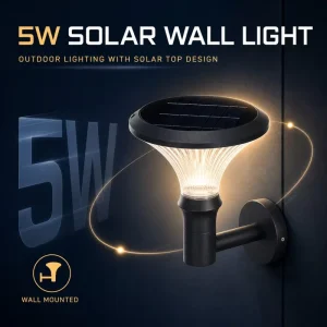 Weatherproof Outdoor Solar LED Wall Light 5W High Efficiency Aluminum Modern Exterior Sconce Yard Lawn Porch Lamp