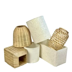 Wholesales Custom Farmhouse Modern Rattan Lampshade Outdoor Table Lamp Interior Ceiling Hanging Woven Handmade Eco Friendly