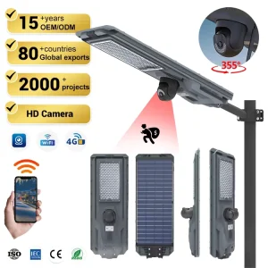 WiFi Camera Smart Road Light with SMD5054 LEDs, ABS Housing, IP65 Waterproof Outdoor All-in-One LED Solar Street Lamp