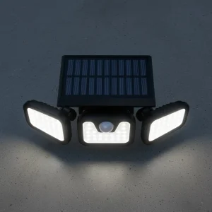 Wide Angle 270 Degree Adjustable Solar Wall Light Outdoor Flood Lamp for Garage Driveway and Street with PIR Motion Sensor