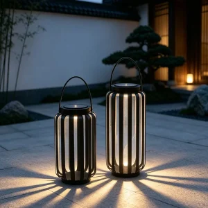 Wide Iron Strip Solar Powered Automatically Adjustable Waterproof Handmade Garden Wind Lamps for Garden Decoration And Lighting