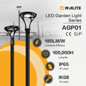 Wide Type III Coverage Aluminum Interchangeable Optics LED Garden Light for Theme Parks Parking Lots Plazas & Open Public Areas