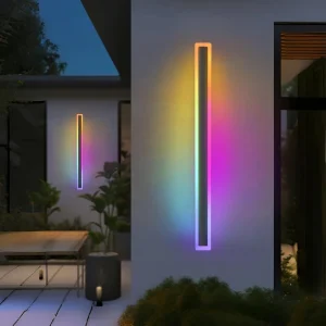 Wide Voltage RGBIC Smart LED Strip Wall Light Voice Control IP65 Waterproof Aluminum Construction Outdoor Use