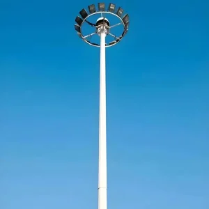Wind-Resistant Customizable-Height High Mast Lighting Pole with LED Floodlight Pneumatic Raising and Lowering Hot Dip Galvanized Steel