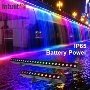 Wireless Battery-Powered LED Wall Washer Light Bar IP65 Outdoor RGBW 4-in-1 Rechargeable Uplight for Weddings and Events DMX512