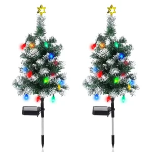 Wow LED Solar Christmas Tree Night Light IP65 Rainproof Small Waterproof PC Body Ground Stake Decorative Lawn Garden Lamp