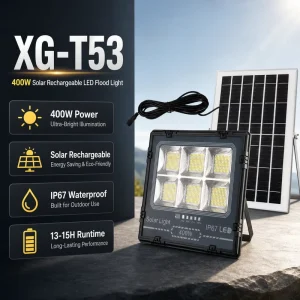 XG T53 400W Solar Rechargeable LED Flood Light IP67 Waterproof 15000mAh Outdoor Garden Work Light with Remote Control