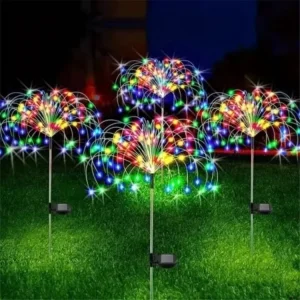 Xmas Garden Solar Garden Light IP65 Waterproof Residential Firework Lights Outdoor Path Lawn Lamp Decor LED Dimmable Lawn Light