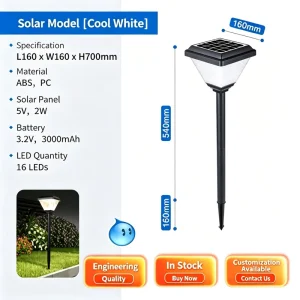 Yard Patio Hallway Solar Path Lights IP65 Waterproof Outdoor LED Garden Stake Light Lawn Lamp for Outdoor Landscape