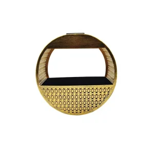 Yellow Circle Shaped Hollow Metal Solar Lantern Outdoor Decorative Light