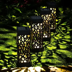 Yellow LED Solar Outdoor Garden Decoration Waterproof Hollow Out Lawn Light Path Light Outdoor LED Decorative Lamp