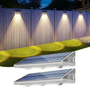 YiLaie Solar LED Wall Lights Outdoor IP67 Waterproof 2000mAh Solar Powered Garden Fence Light