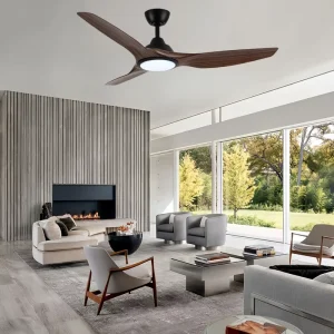 ZS-52-24006BKWN Indoor App-Controlled 3 ABS-Blade DC LED Ceiling Fan with Remote Control and Light