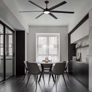 ZS-80-24036BK Ceiling Fan with Remote, 6 Speeds, Reversible DC Motor, Memory, and LED Light