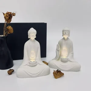 Zen Garden Light Buddha Statue Night Light Buddhism Figure Garden Lamp Sakyamuni Garden Light Pagoda Lantern